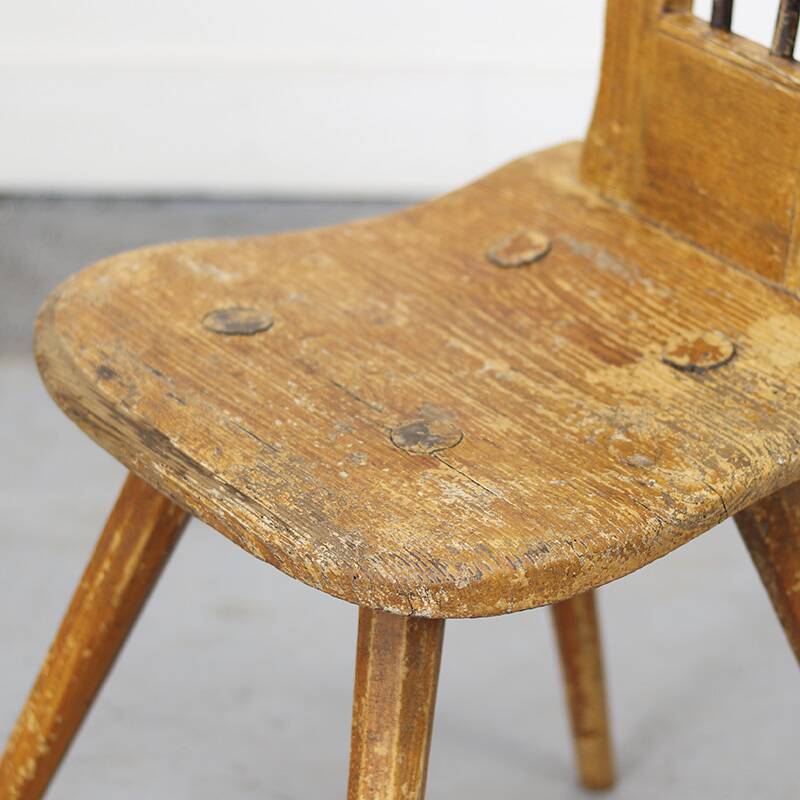 Chaise primitive de montagne antique du 19ème siècle