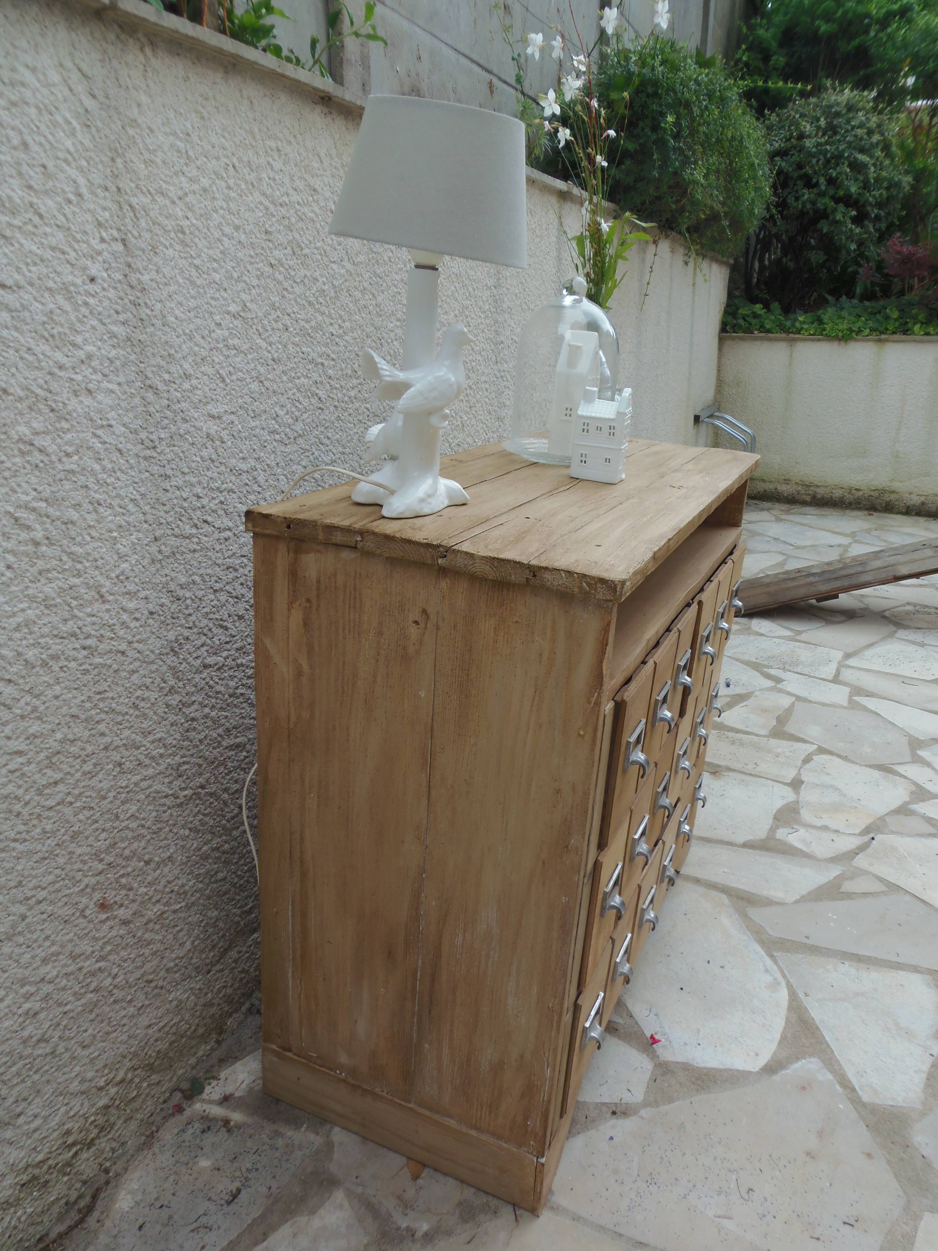 Vintage craft furniture in raw wood.