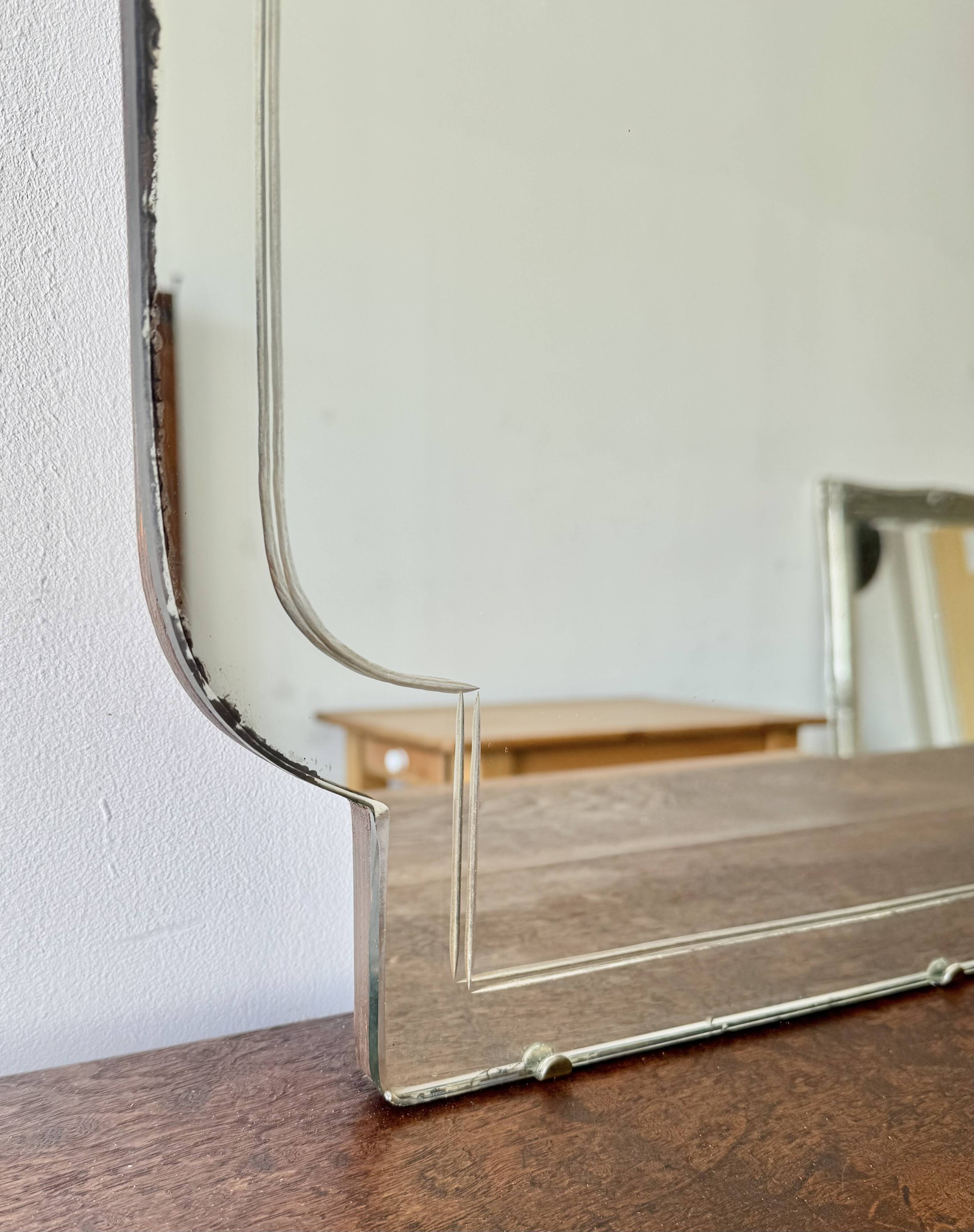 Large Vintage Mirror Frameless