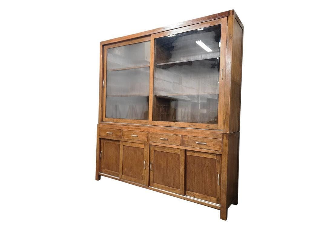XL vintage wooden display cabinet / sideboard / wall cupboard