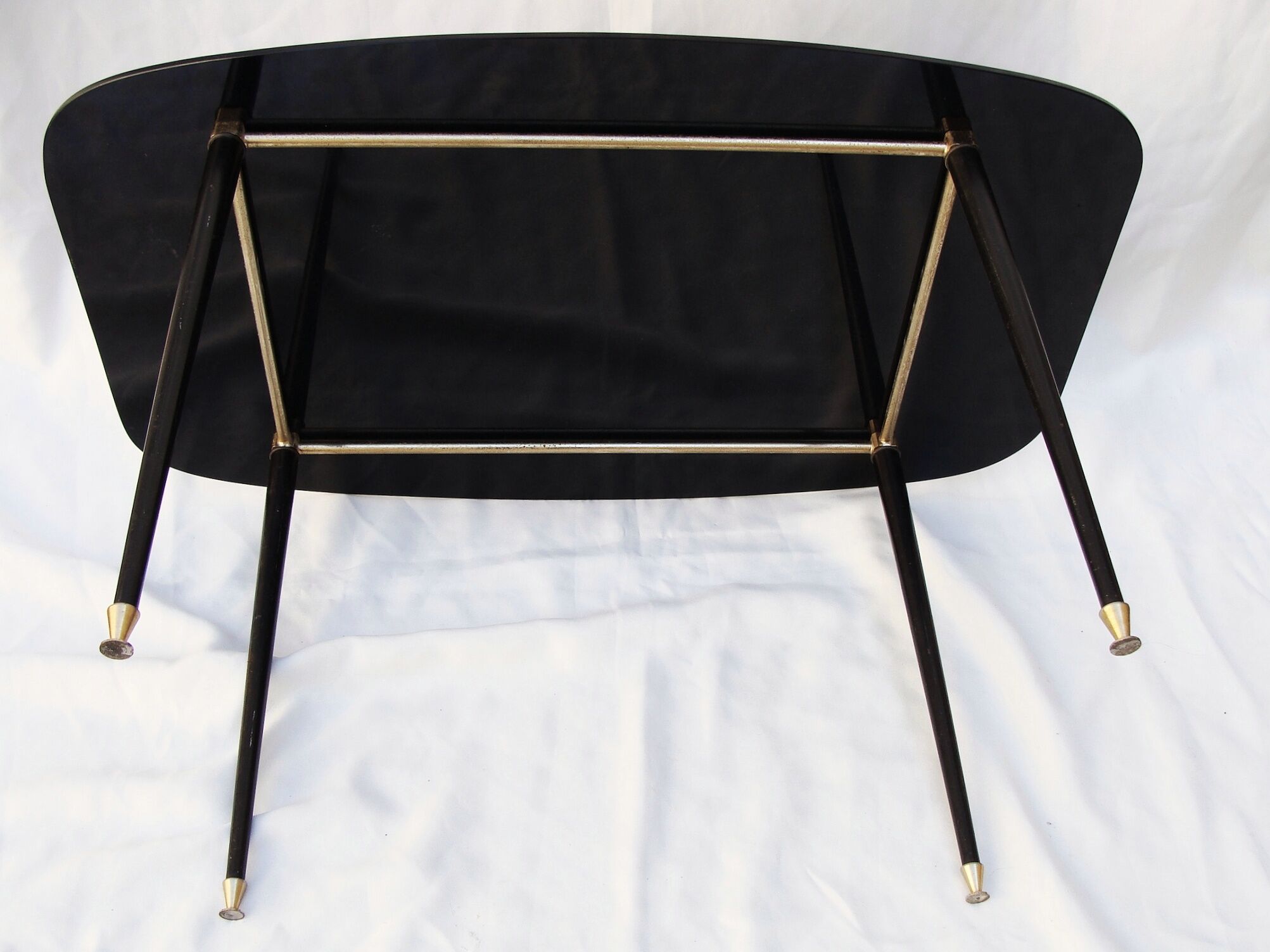 Black glass coffee table 1950