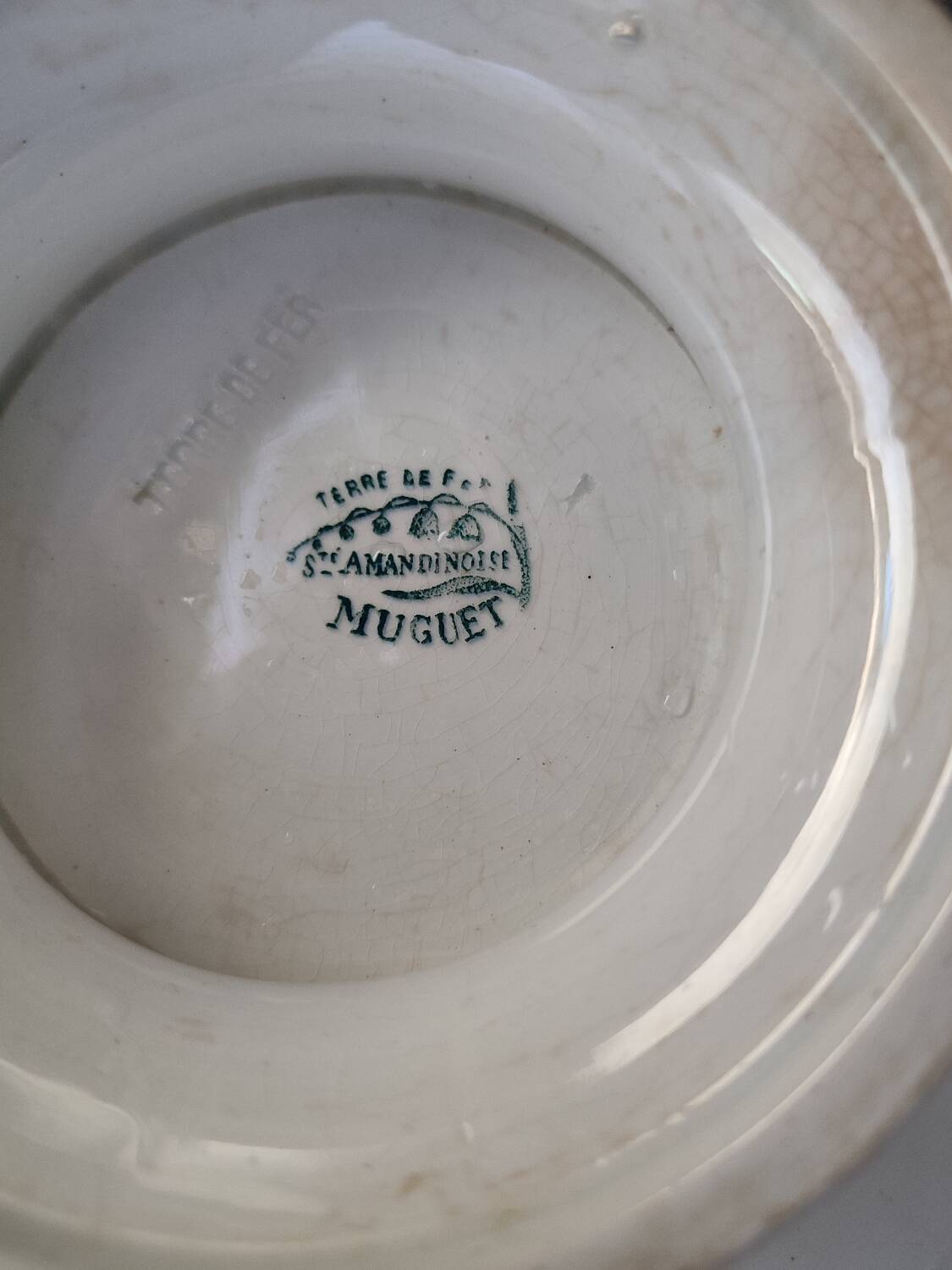 Ste Amandinoise iron earth compote bowl, Muguet model