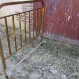 Old bed napoleon iii in gilded brass on wheels