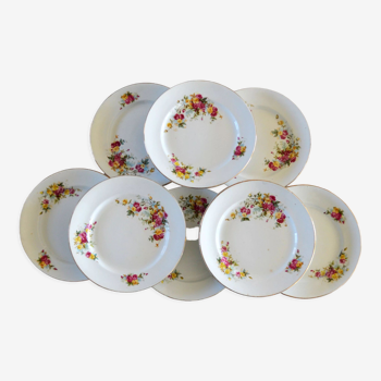 8 dessert plates St Amand and Hamage decorated with roses