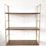 Brown metal string shelf and gilded studs 1960