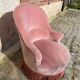Fauteuil style crapaud en velours rose