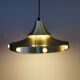 Danish Hanging lamp from the 80s in gold-coloured aluminium with hard-pressed plastic bottom grid an
