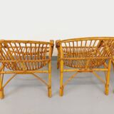 Set of 4 vintage rattan armchairs from the 60s