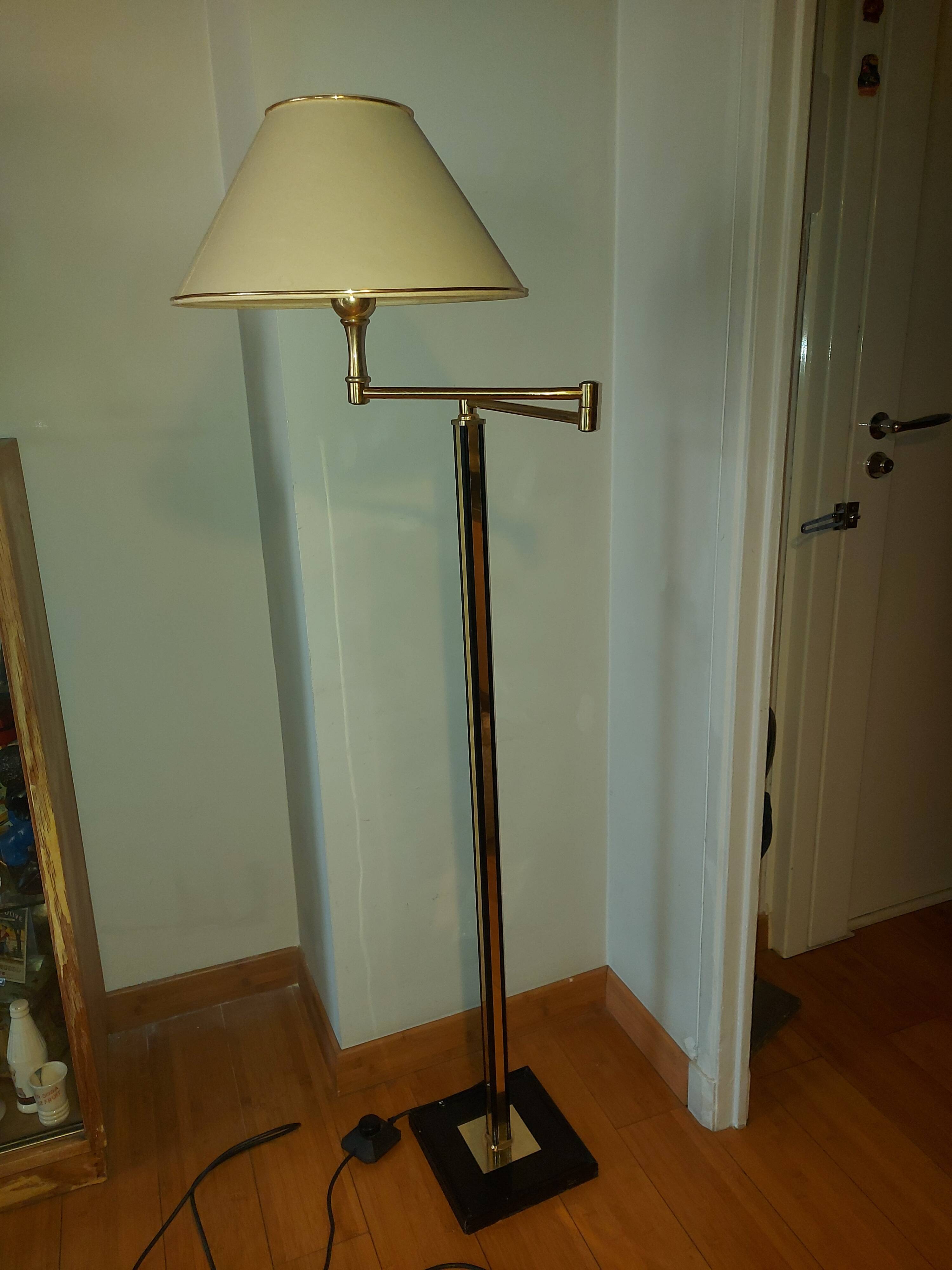 Vintage reading floor lamp in gold metal