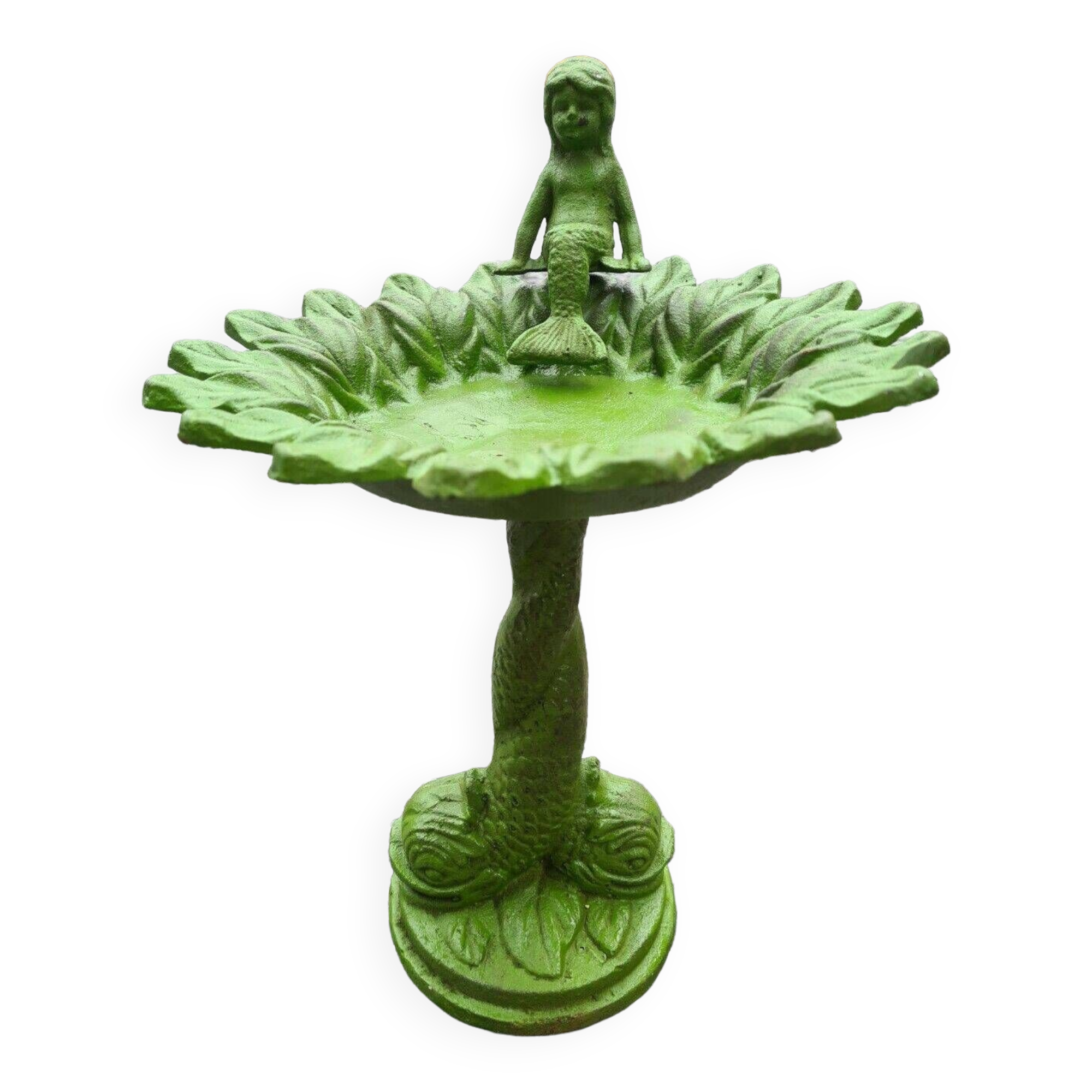 Cast iron birdbath with a mermaid