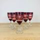 6 antique red Bohemian crystal wine glasses.
