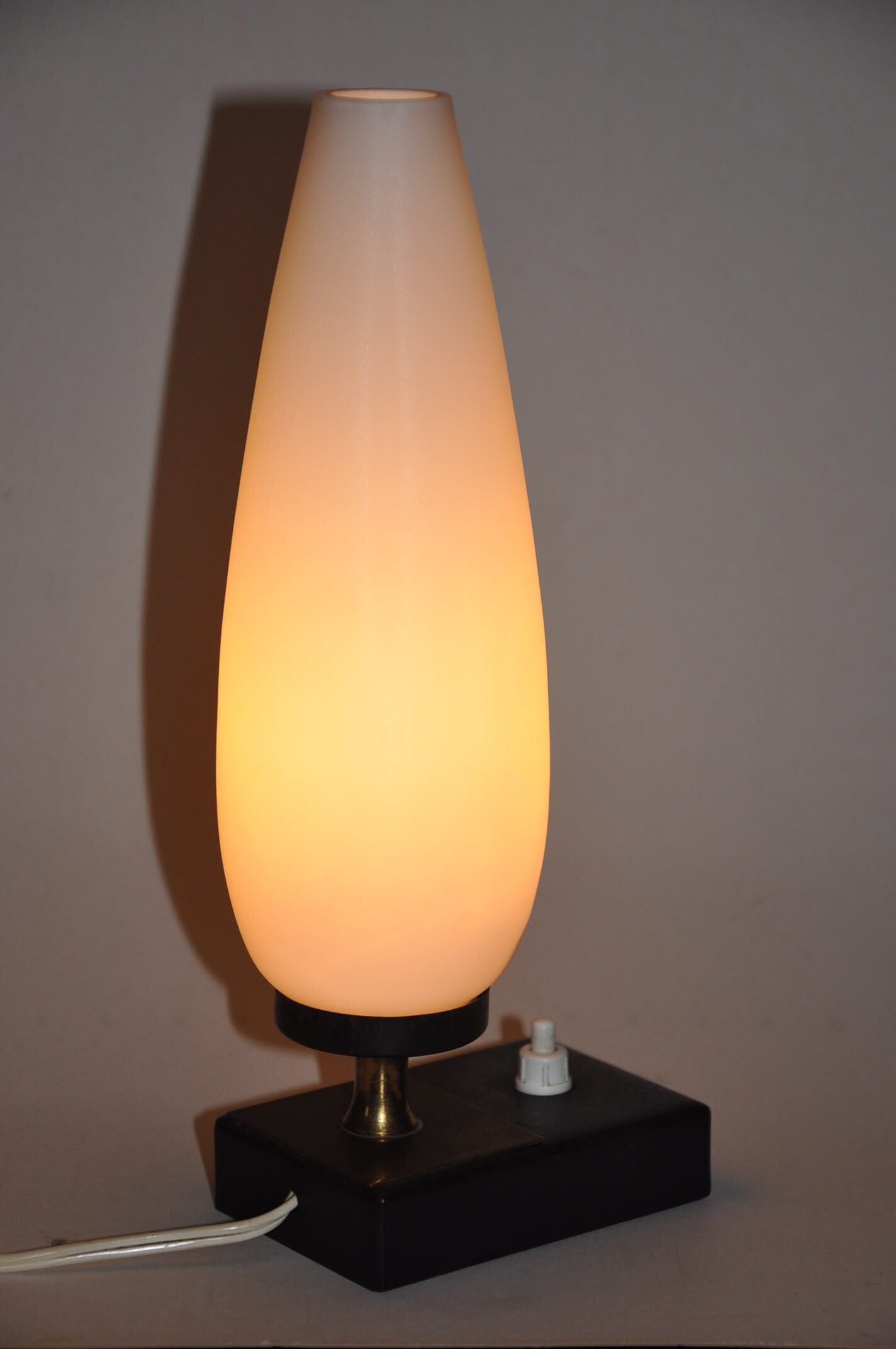 Opaline brass metal lamp 50s