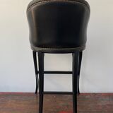 Tall black leather bar chair
