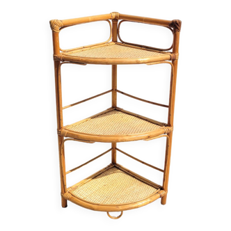 Vintage rattan corner shelf