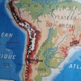 Vintage school map mdi Oceania - South America.