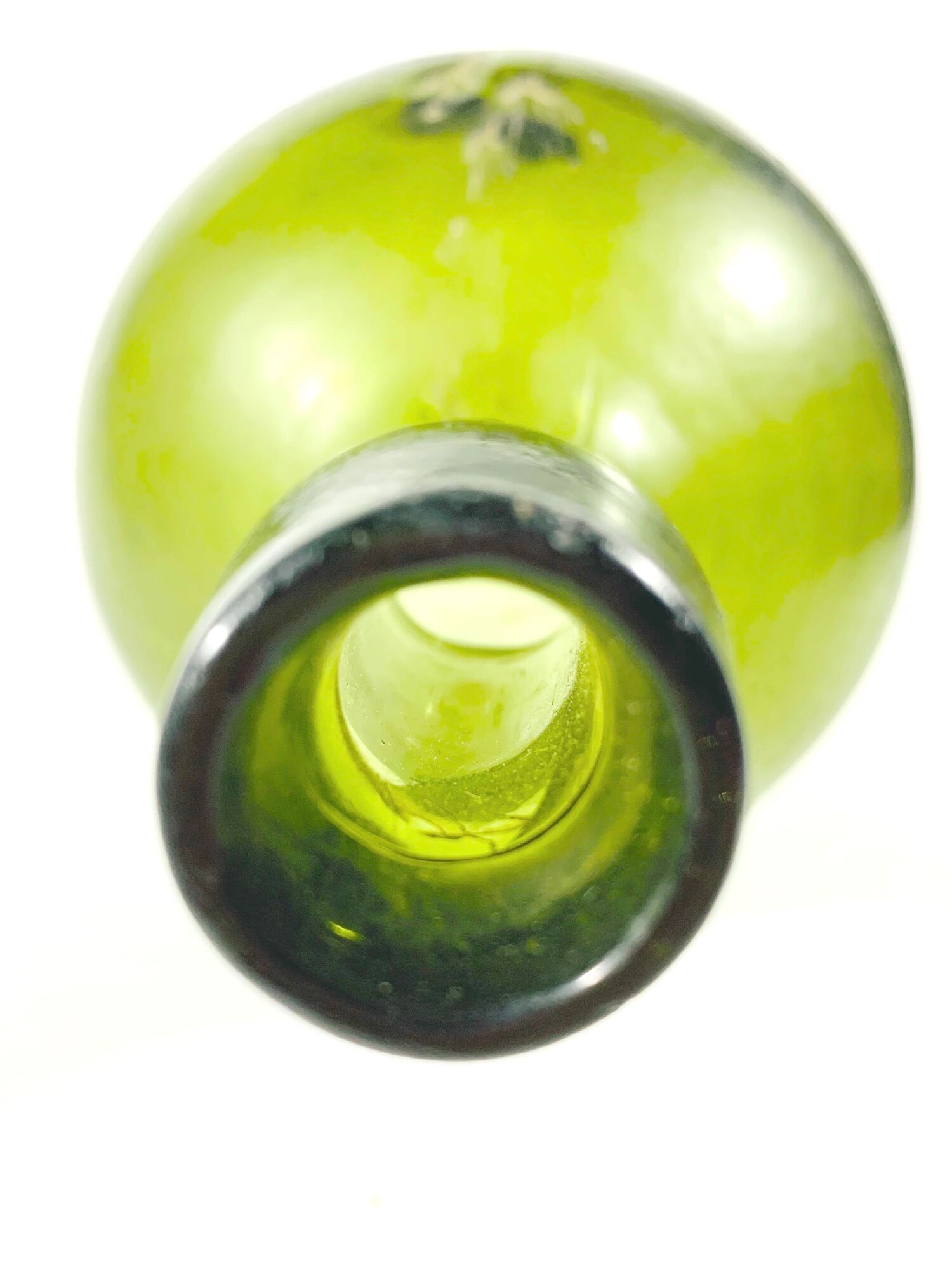 Demijohn green artisanal blown glass early 20th century