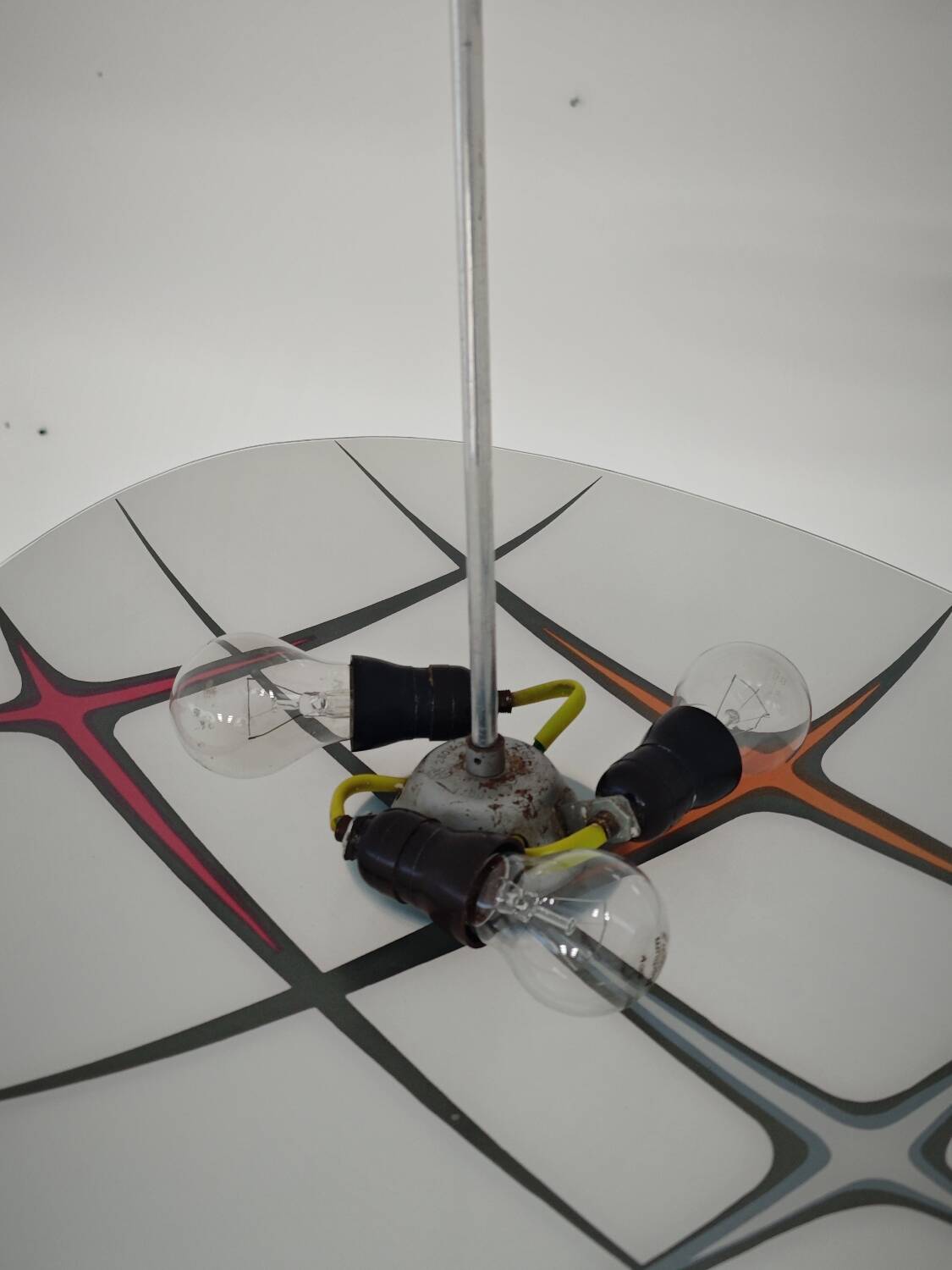 Modernist Czechoslovakian Zukov pendant light, geometric pattern, 1960