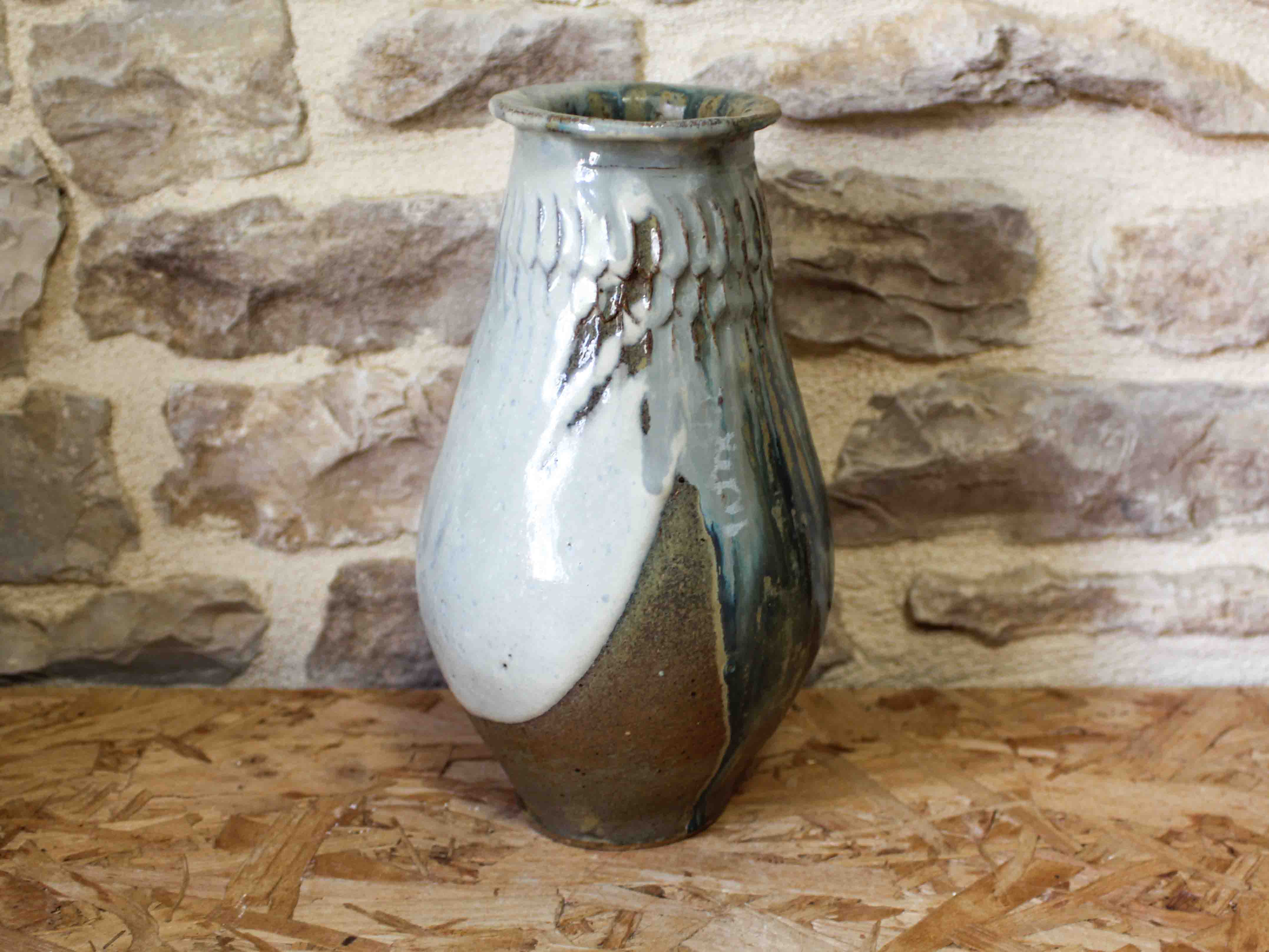 Glazed stoneware vase