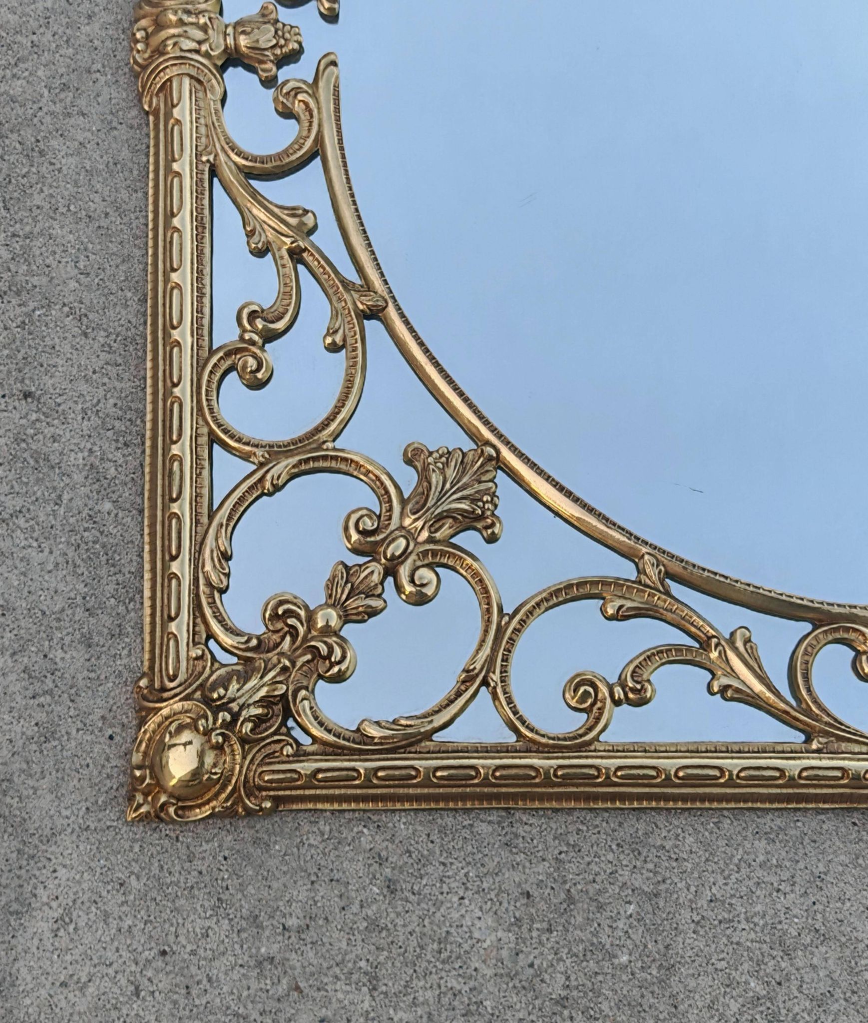 Hollywood Regency Wall Mirror in Brass, Neoclassical Style, 1950s