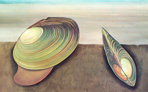 Poster from Jung-Koch-Quentell "mussels blue" 1970