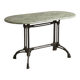 Table ovale en marbre vert à orthocères & pied en fonte / fer forgé