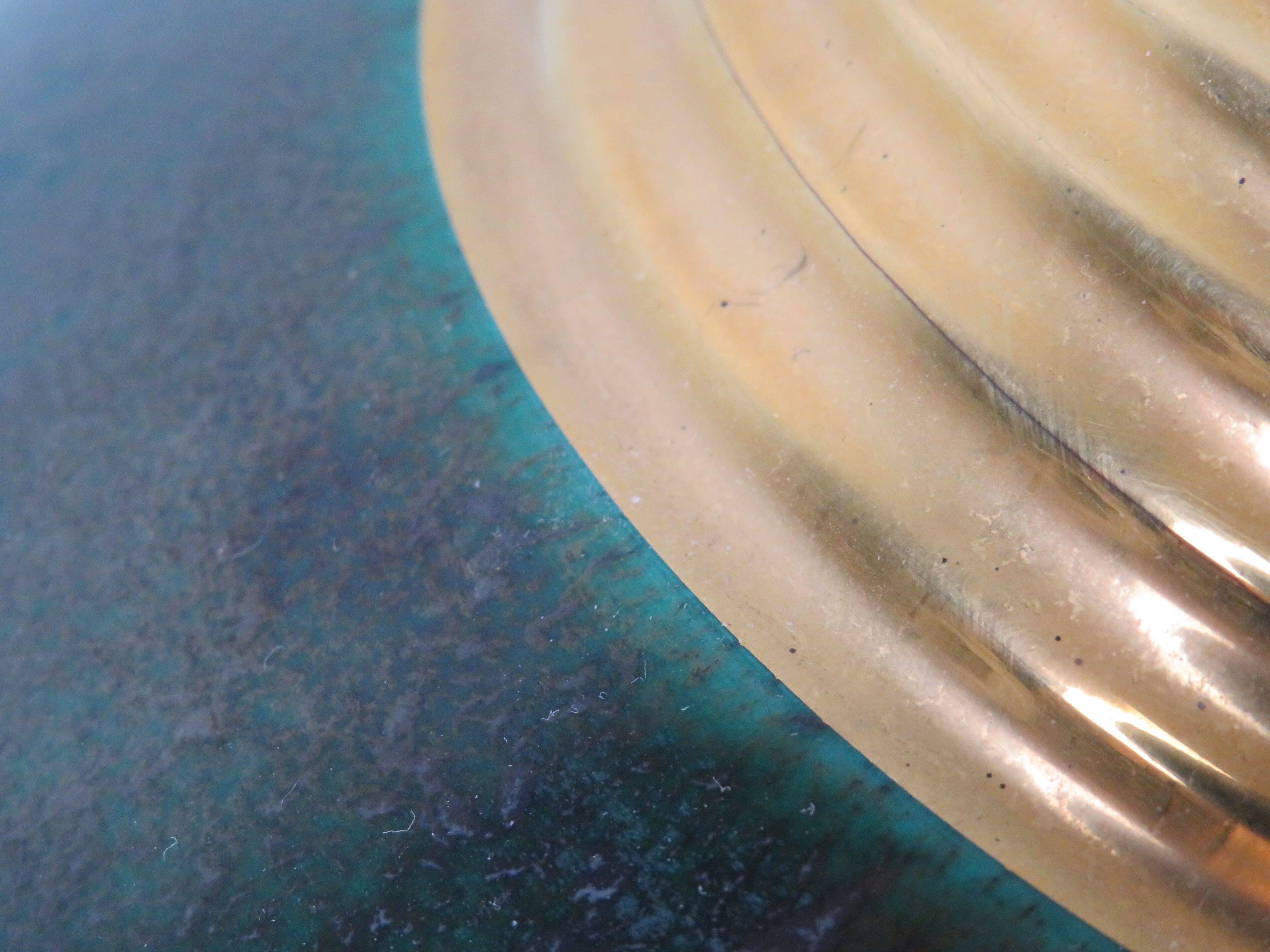 Vintage table lamp signed Louis Drimmer, glazed ceramic & lampshade