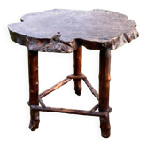 Coffee table log Elm burl? brutalist work 60s 70s