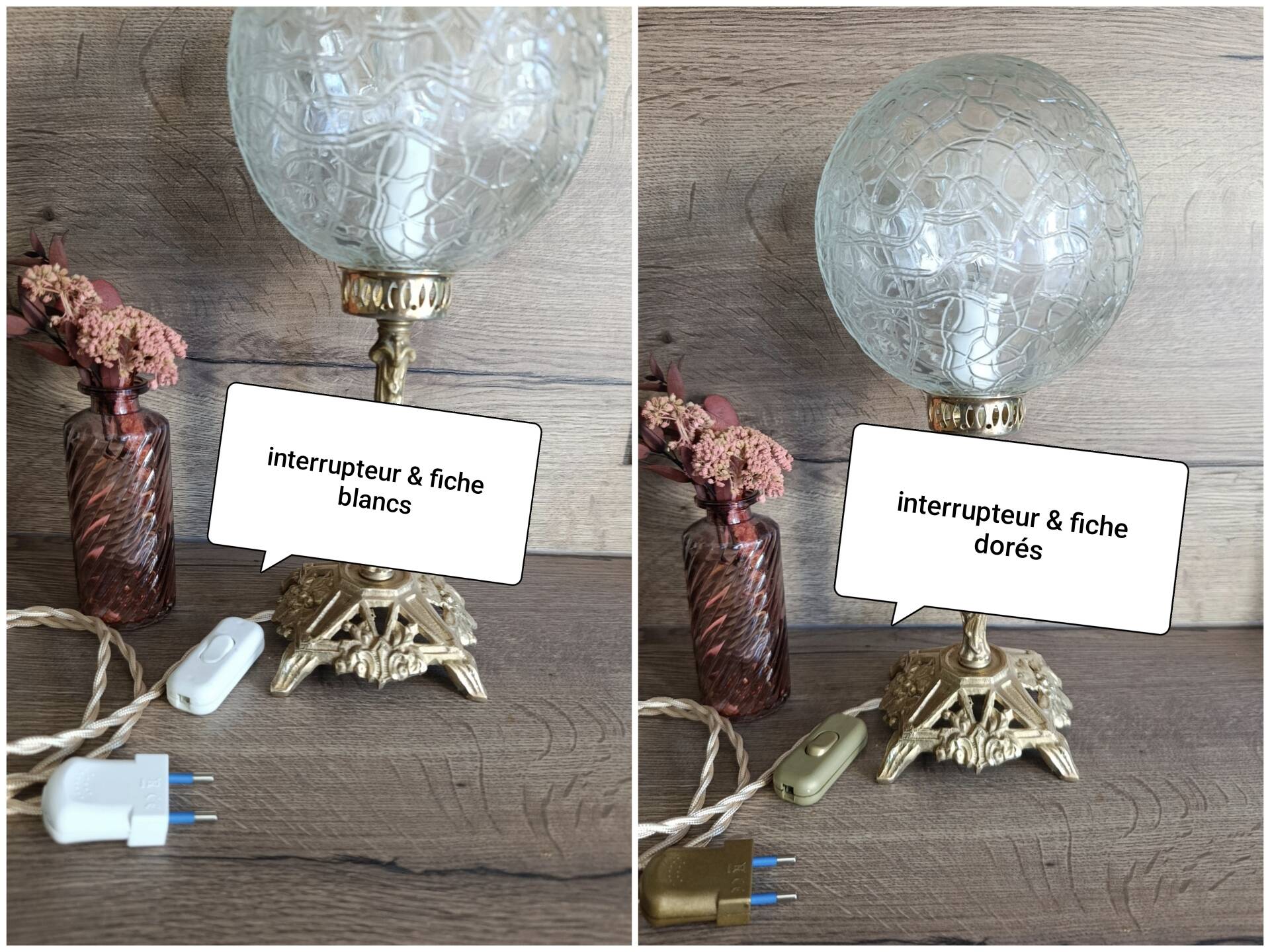 Retro-chic upcycled lamp | bronze and spherical glass