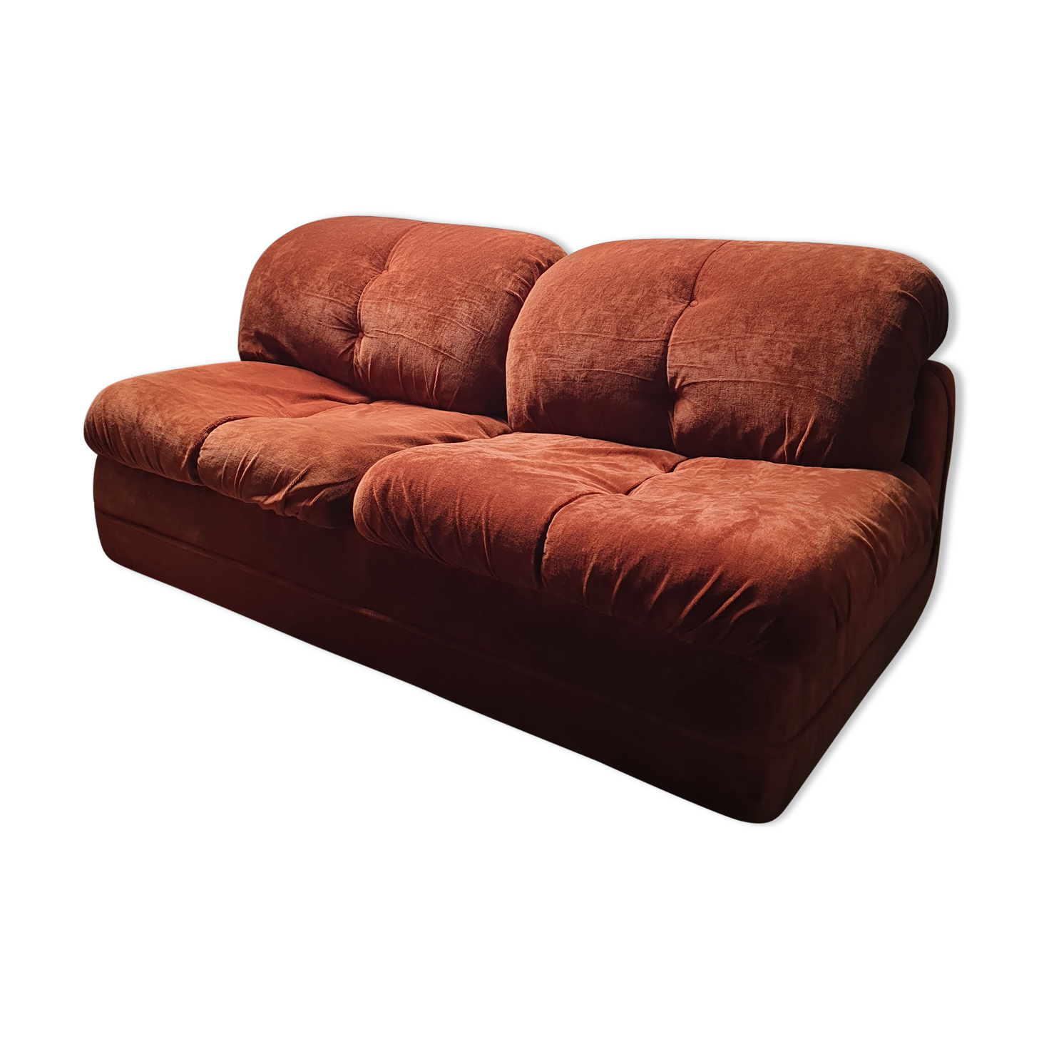 Sofa (bed) vintage Italian terracotta 70s
