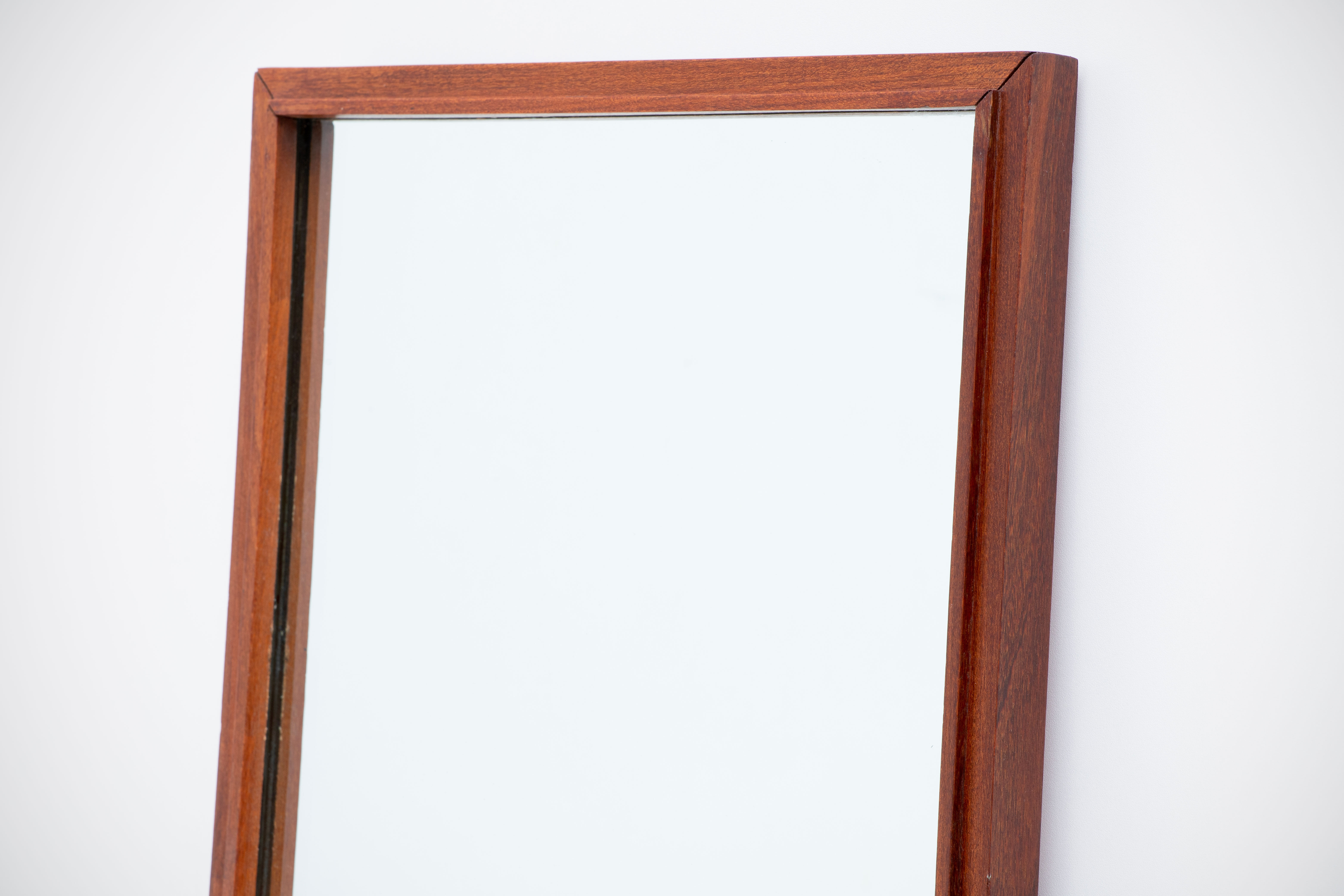 Scandinavian vintage rectangular teak mirror, 1960