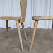 Set of 2 Rustic Primitive Wooden Chairs / Weathered Farmhouse Dining Chairs