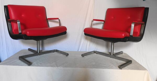 Paire de fauteuil en cuir de Raphael Raffel des années 70