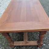 Oak farmhouse table with double-trays, from the 70s