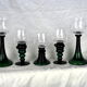 Set of 5 green römer glasses engraved with vine pattern - Bavarian crystal - 70s / 80s