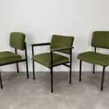 3 chairs 50s metal and green velvet ideal vintage style desk