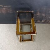 House lancel vintage. side table double trays, in gilded brass bamboo way. tbe