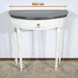 Console demi-lune en bois rechampi, style Louis XVI, début XIXème