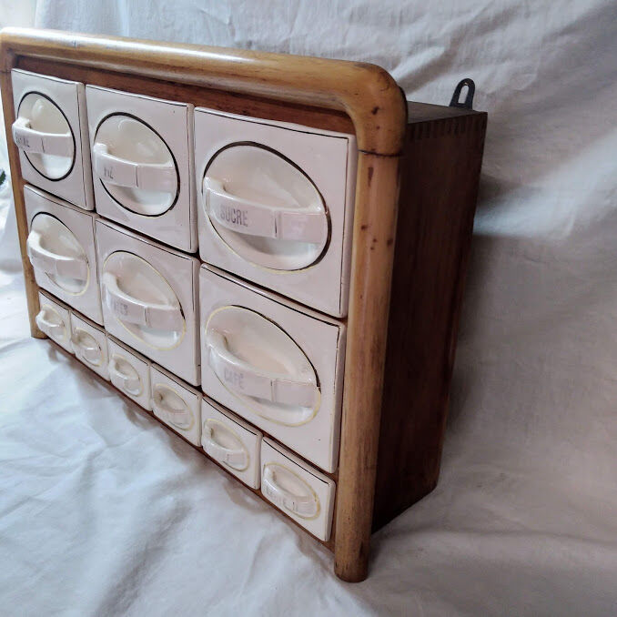 Ceramic spice shelf and wood 1940