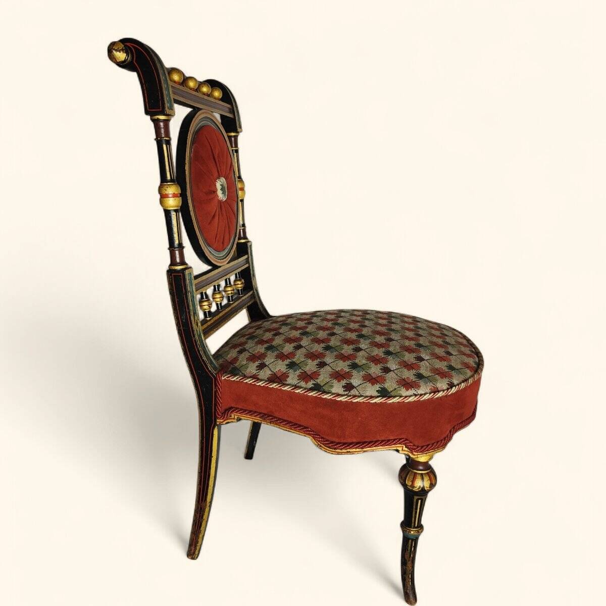 Blackened Wood Boudoir Chair - Napoleon III