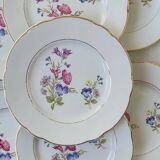 7 small vintage porcelain plates with floral pattern KG Luneville