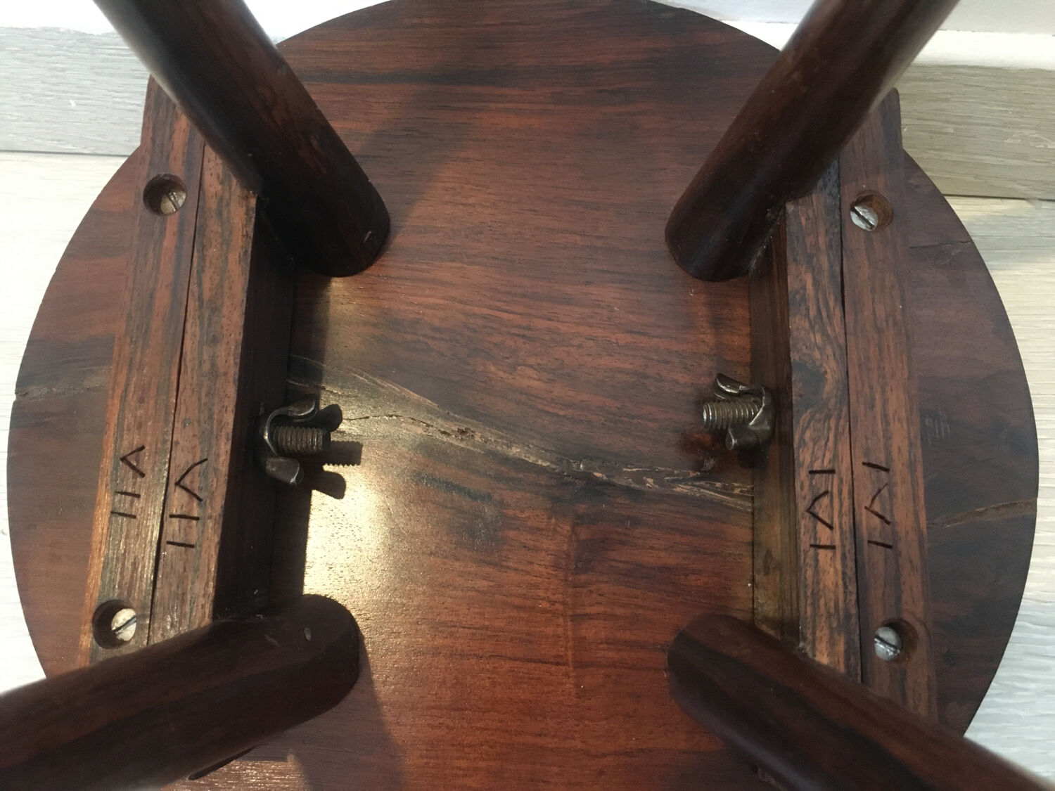 Inlaid wood side table