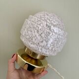 Vintage globe table lamp in white Clichy glass