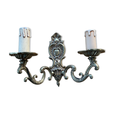 Applique murale en bronze doré baroque de style Louis XV motif coquille vintage