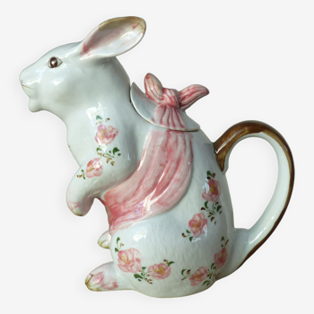Théière en forme de lapin en céramique peint à la main