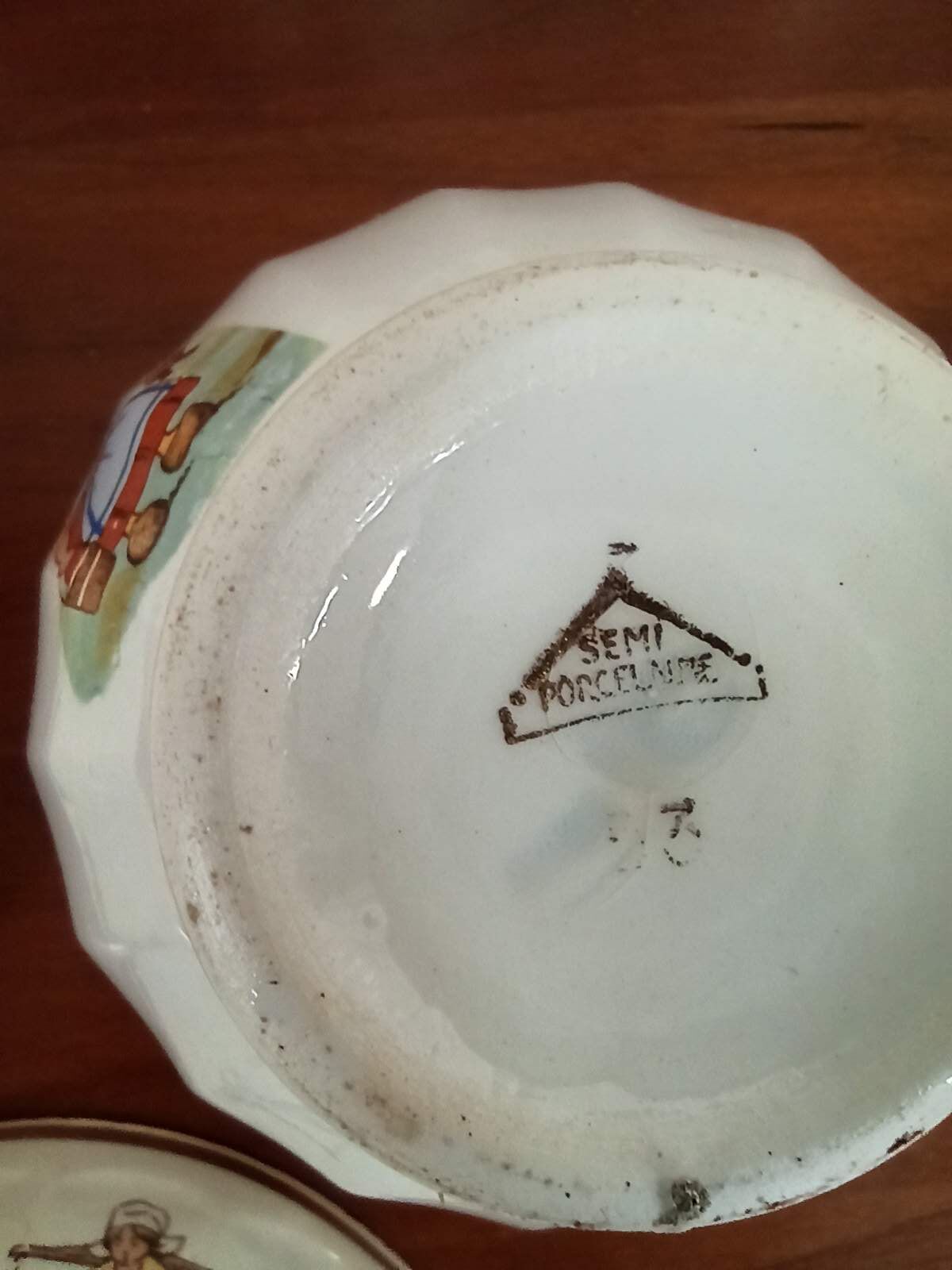 Set 6 bowls cow creamer semi porcelain old