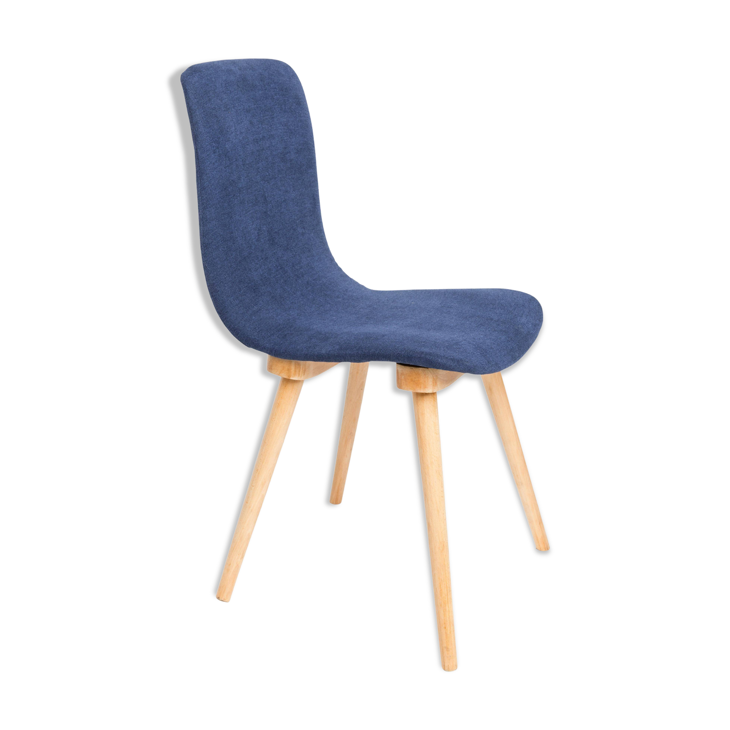 Mid-century navy blue vintage armchair, made by Fameg Factory in Poland, 1960s.