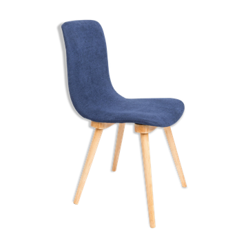 Mid-century navy blue vintage armchair, made by Fameg Factory in Poland, 1960s.