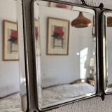 Miroir vintage 1930 triptyque barbier cristal biseauté- 25 x 58 cm