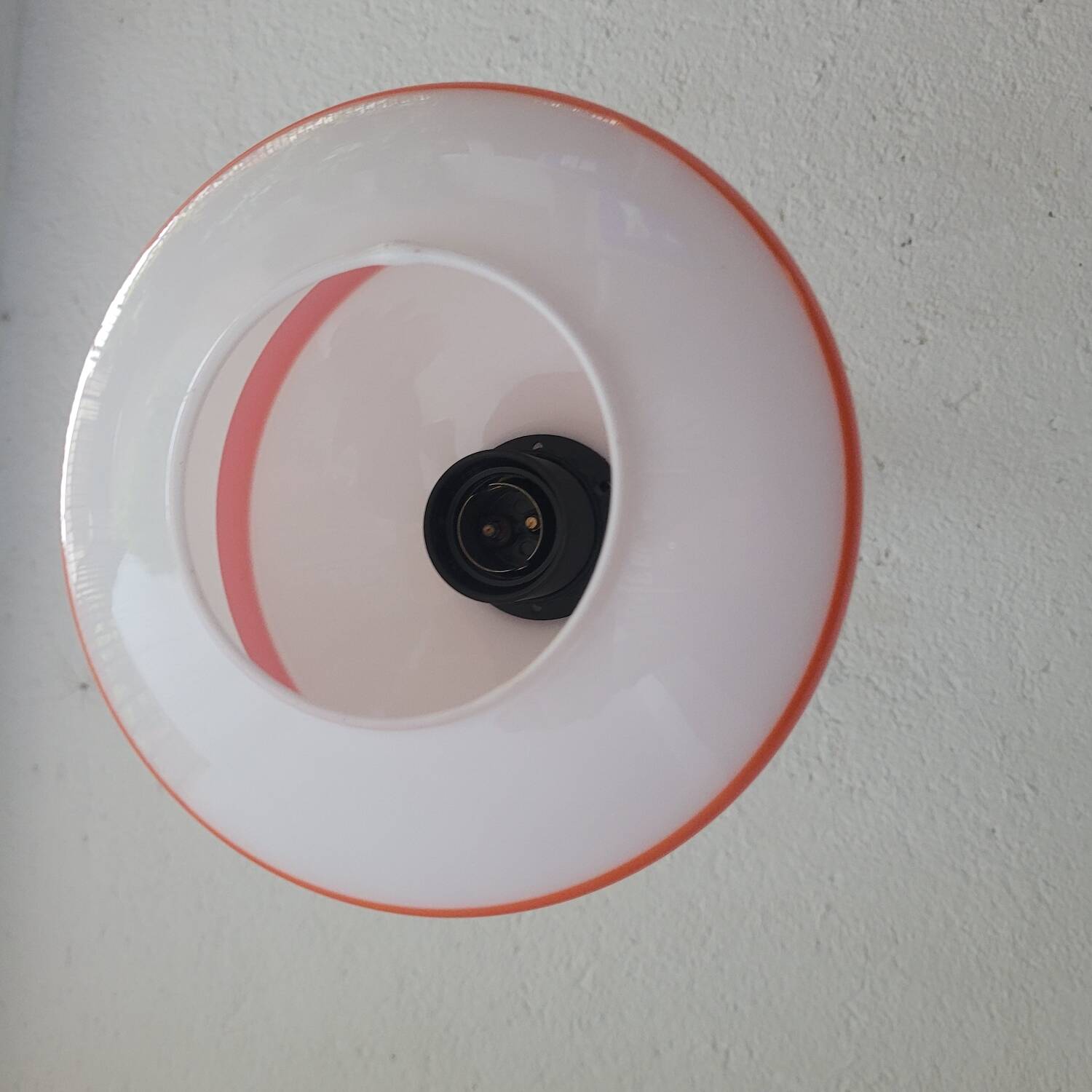 70s pop pendant light orange & white – opaline glass, equipped