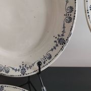 Old "Etruscan" flat plates in opaque porcelain from Gien Terre de Fer